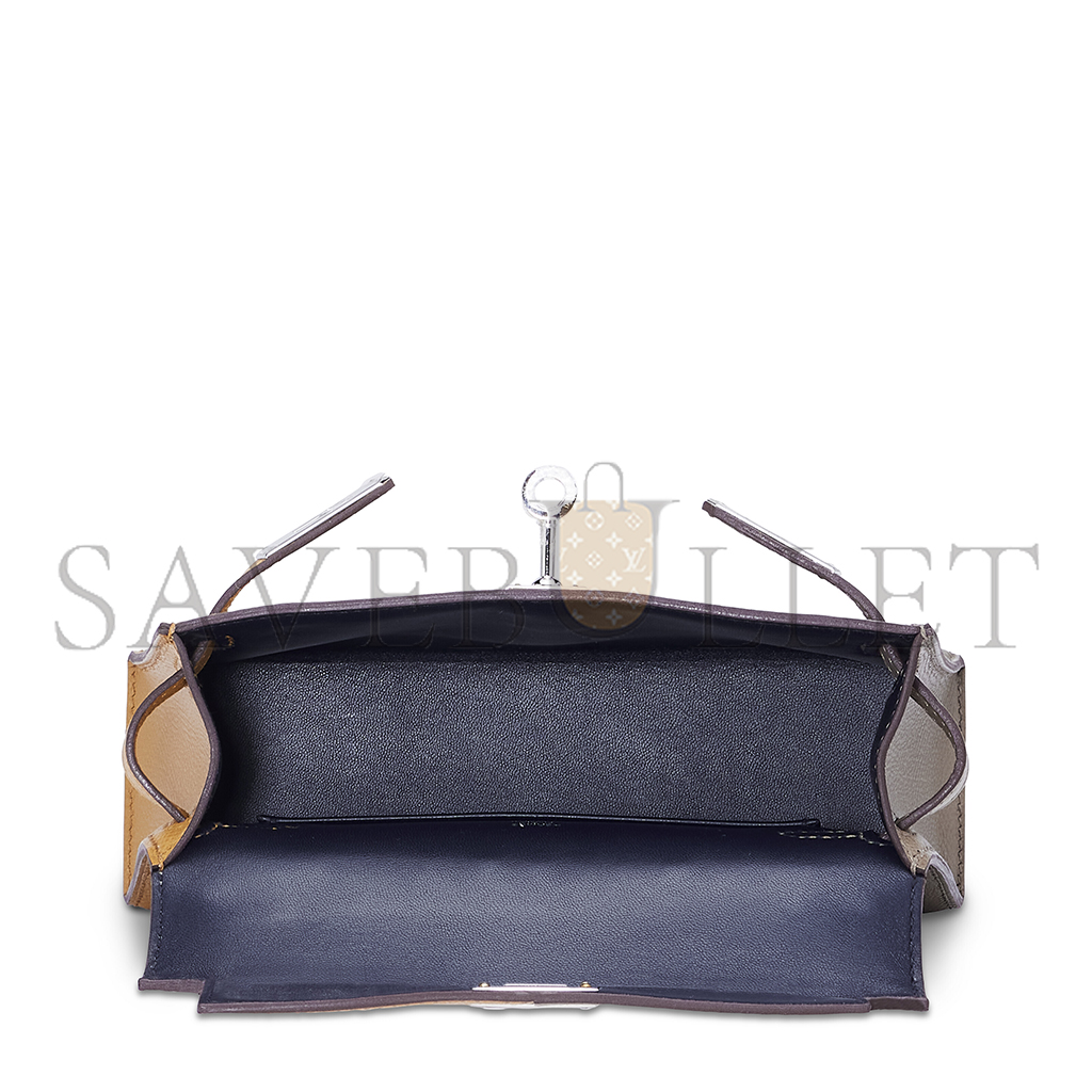 H**mes edition sesame, Étoupe & bleu mini kelly ii with palladium hardware (19*12*5.5cm)